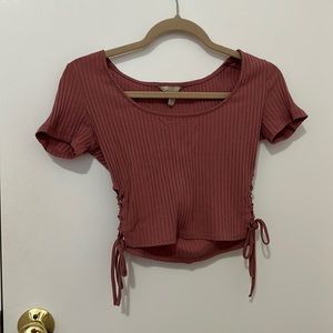 Pink mauve crop top with detailing on side